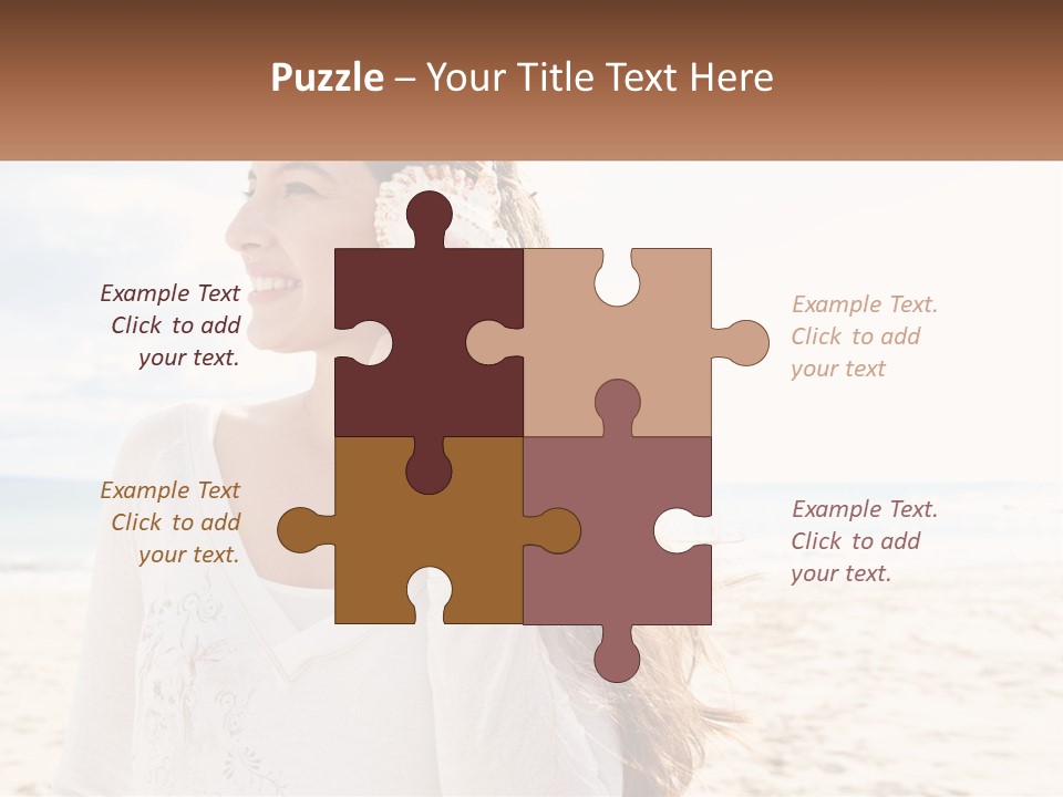 A Woman Holding A Seashell On The Beach PowerPoint Template