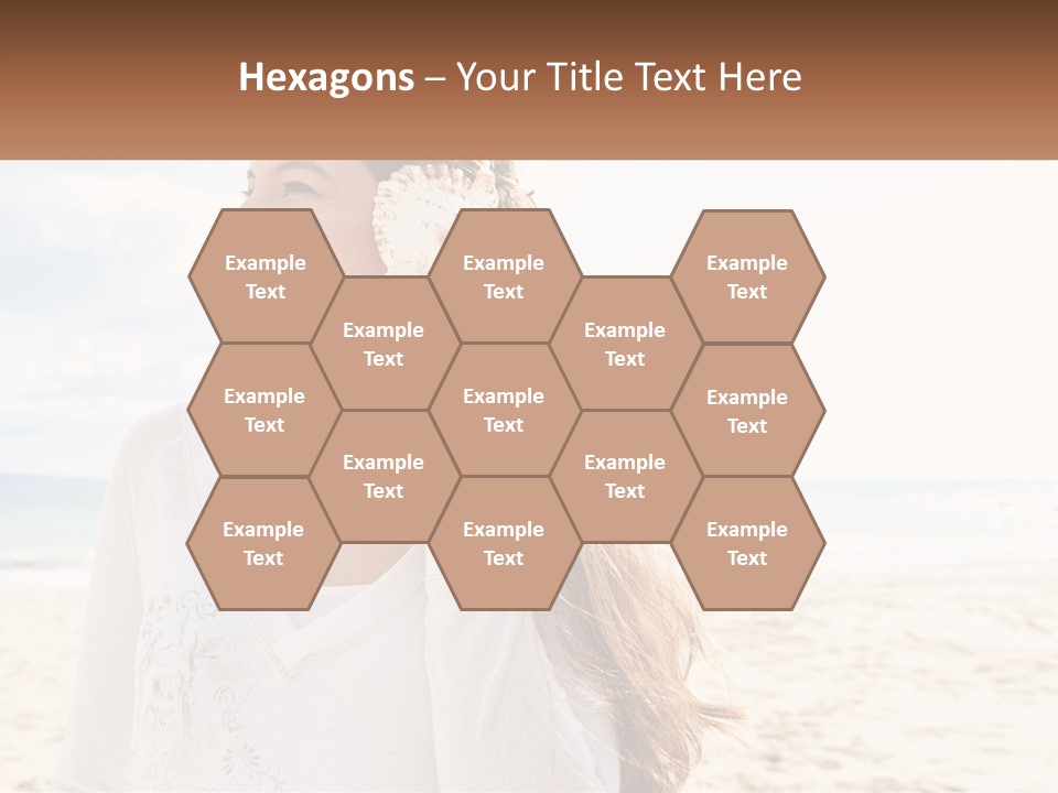 A Woman Holding A Seashell On The Beach PowerPoint Template