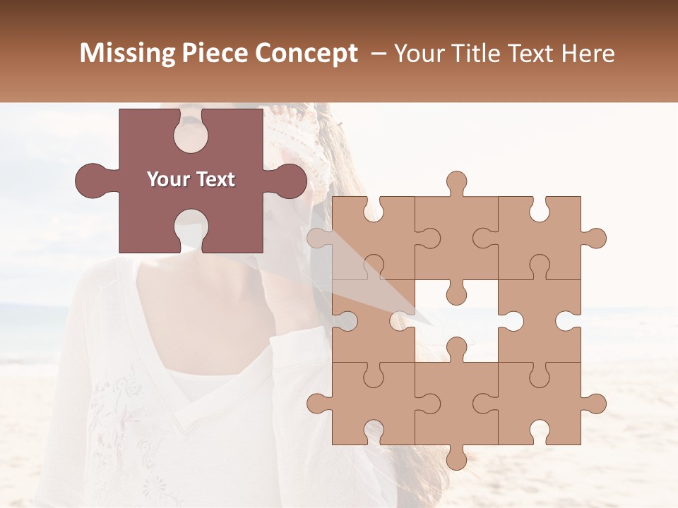 A Woman Holding A Seashell On The Beach PowerPoint Template