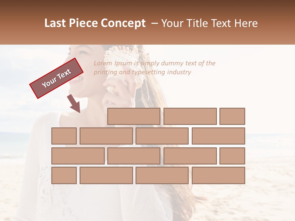 A Woman Holding A Seashell On The Beach PowerPoint Template