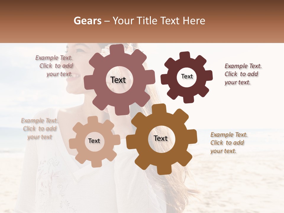 A Woman Holding A Seashell On The Beach PowerPoint Template