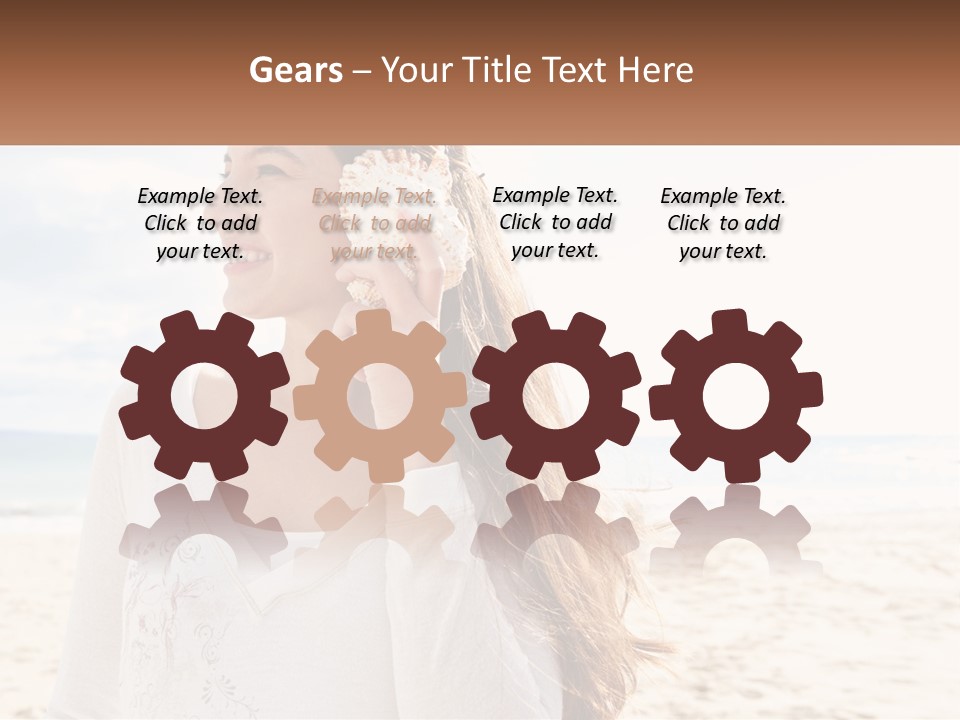 A Woman Holding A Seashell On The Beach PowerPoint Template