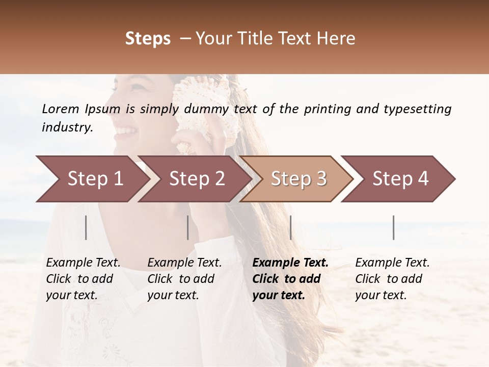 A Woman Holding A Seashell On The Beach PowerPoint Template