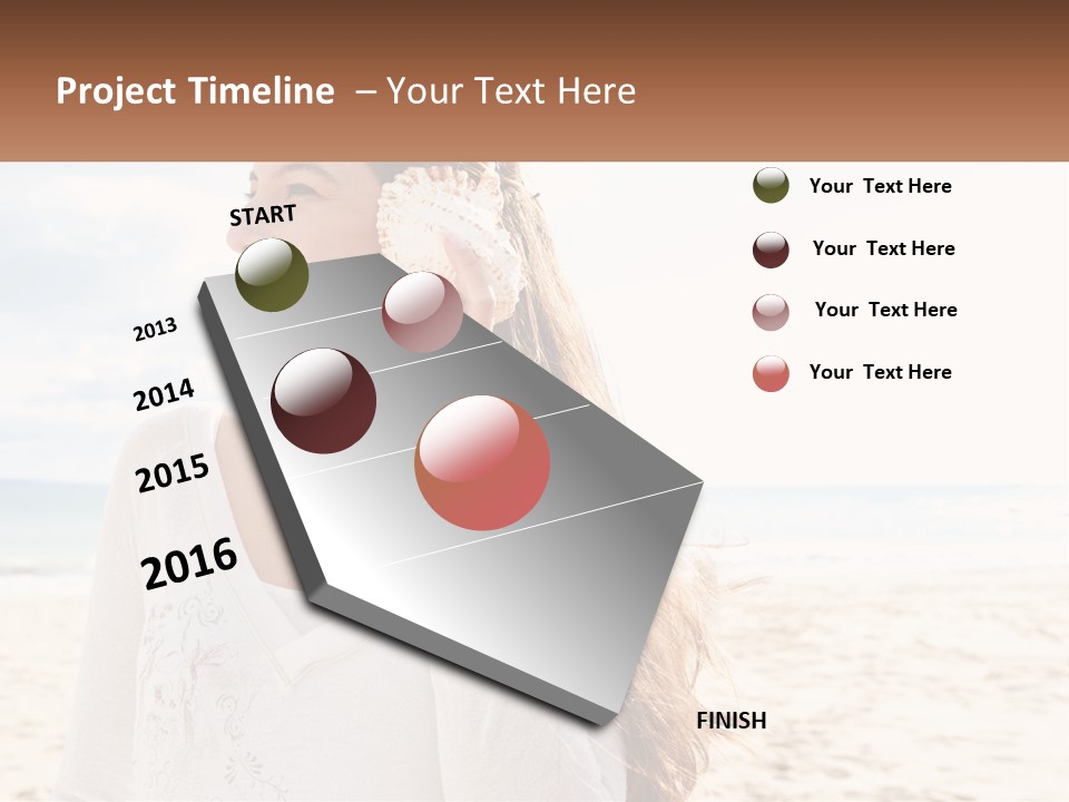 A Woman Holding A Seashell On The Beach PowerPoint Template