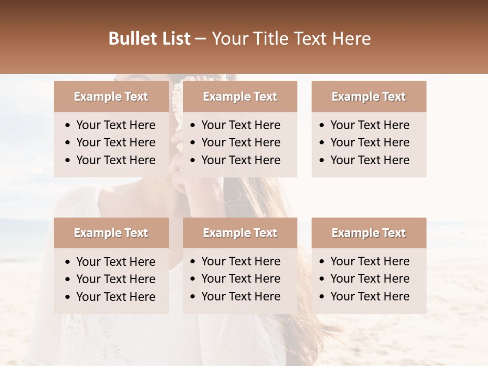 A Woman Holding A Seashell On The Beach PowerPoint Template