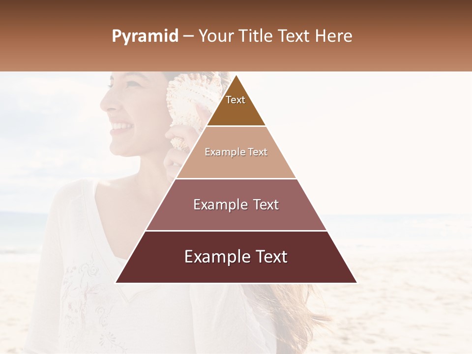 A Woman Holding A Seashell On The Beach PowerPoint Template