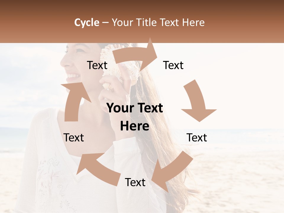 A Woman Holding A Seashell On The Beach PowerPoint Template