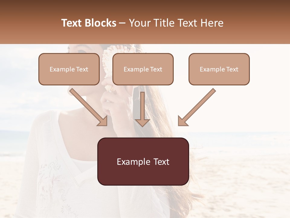 A Woman Holding A Seashell On The Beach PowerPoint Template