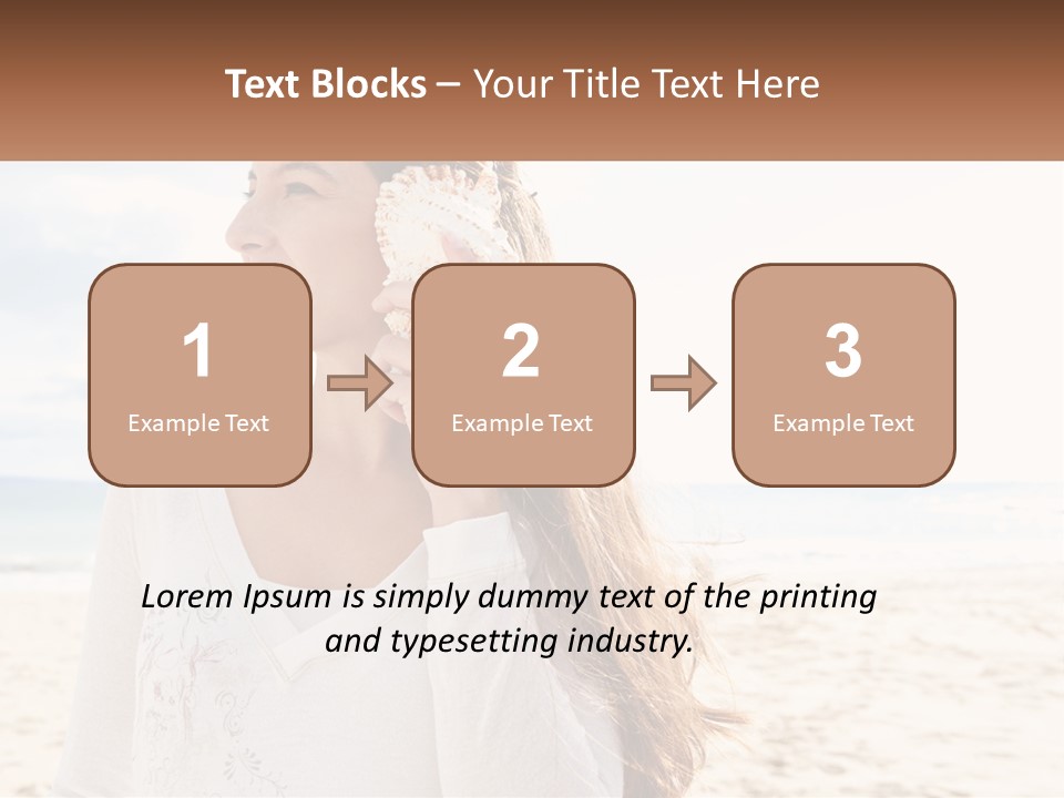 A Woman Holding A Seashell On The Beach PowerPoint Template