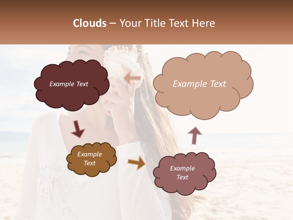 A Woman Holding A Seashell On The Beach PowerPoint Template