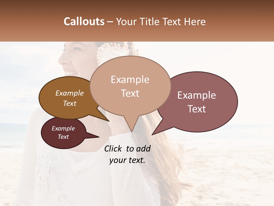 A Woman Holding A Seashell On The Beach PowerPoint Template