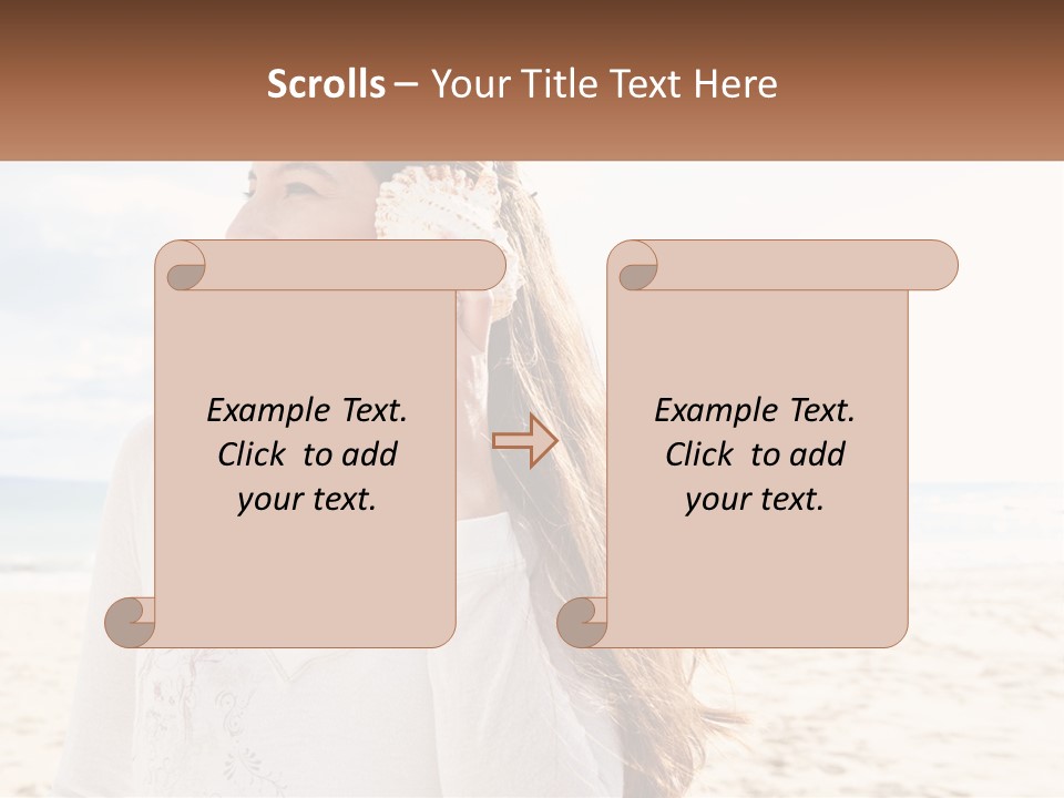 A Woman Holding A Seashell On The Beach PowerPoint Template
