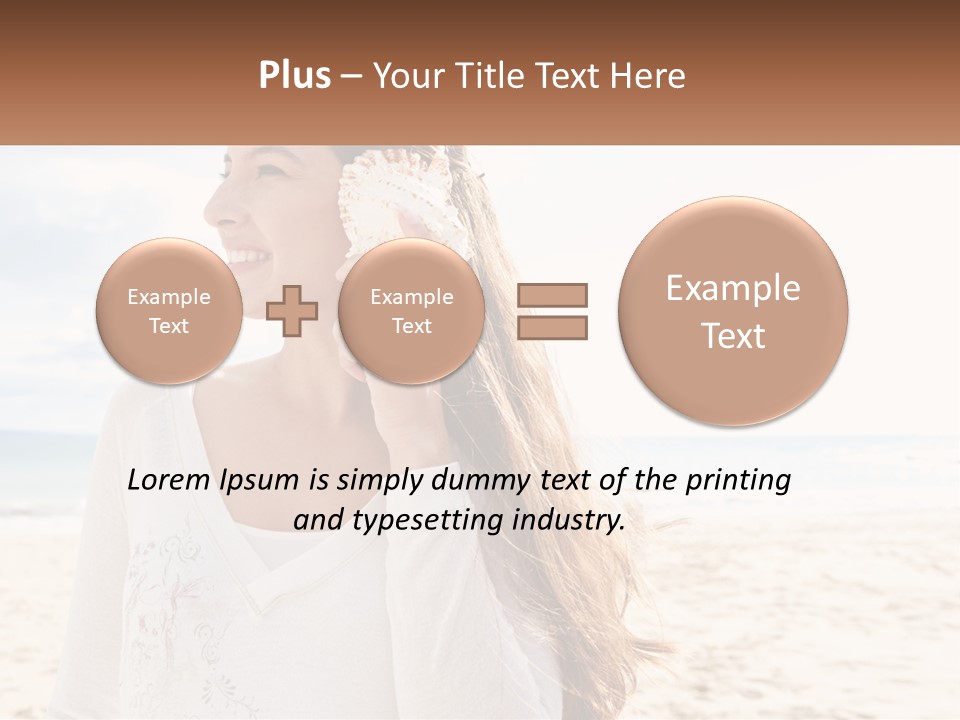 A Woman Holding A Seashell On The Beach PowerPoint Template
