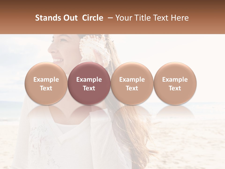 A Woman Holding A Seashell On The Beach PowerPoint Template