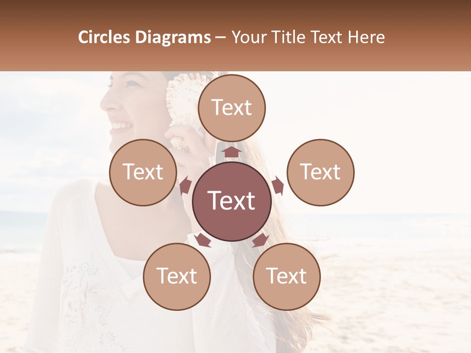 A Woman Holding A Seashell On The Beach PowerPoint Template