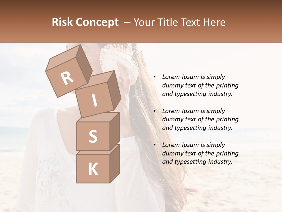 A Woman Holding A Seashell On The Beach PowerPoint Template