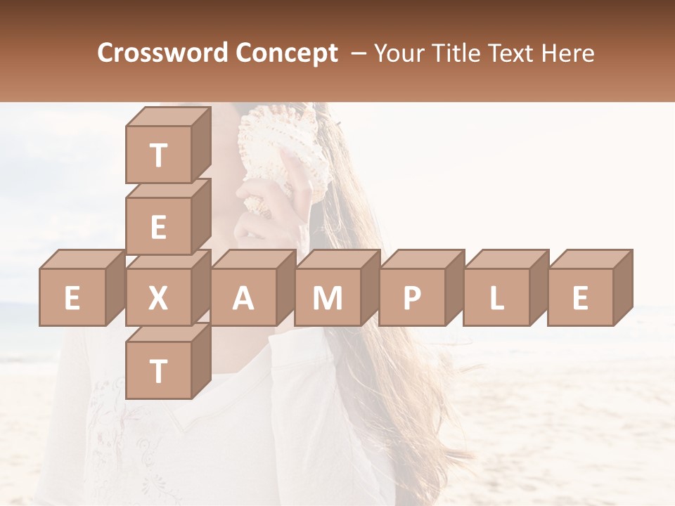 A Woman Holding A Seashell On The Beach PowerPoint Template