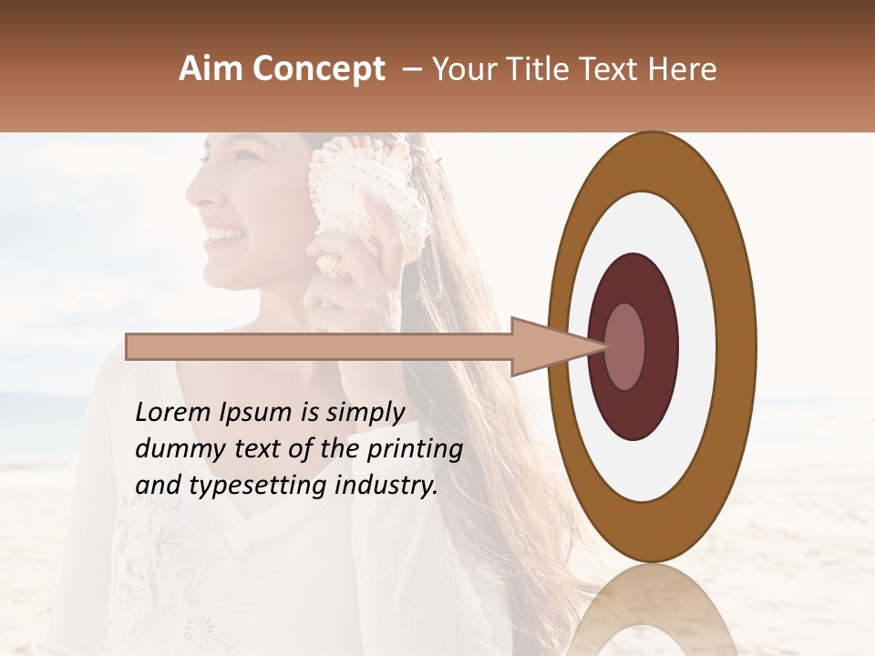A Woman Holding A Seashell On The Beach PowerPoint Template