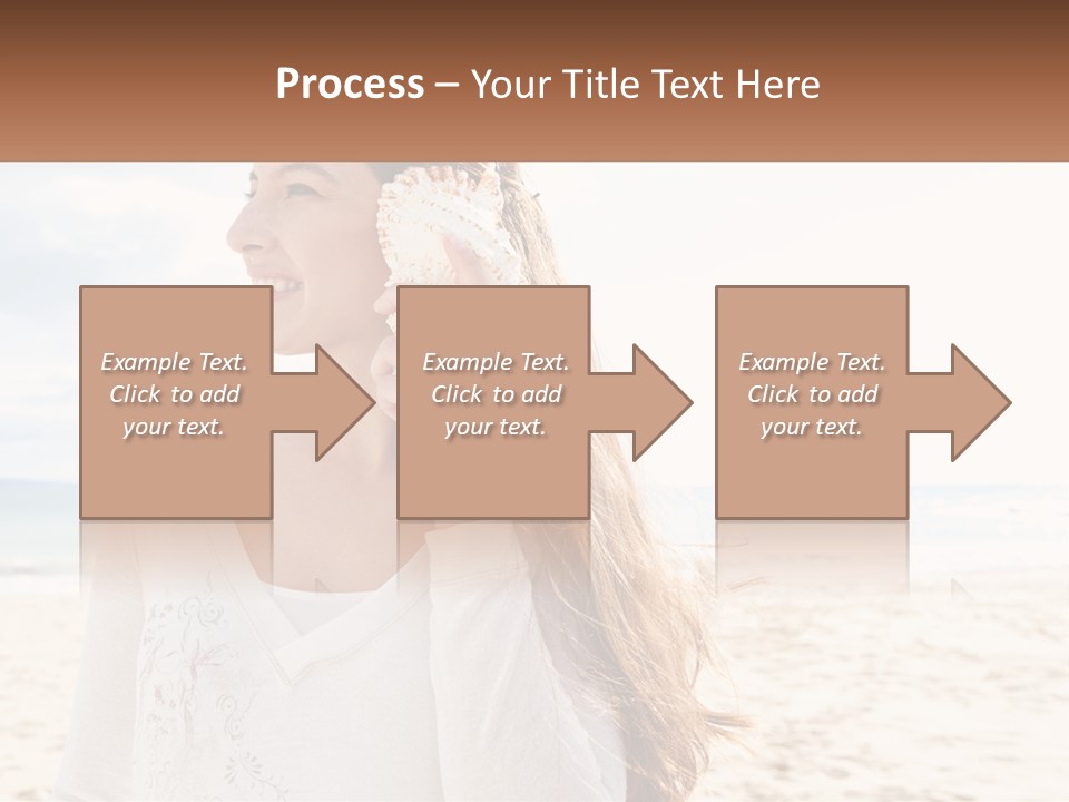 A Woman Holding A Seashell On The Beach PowerPoint Template