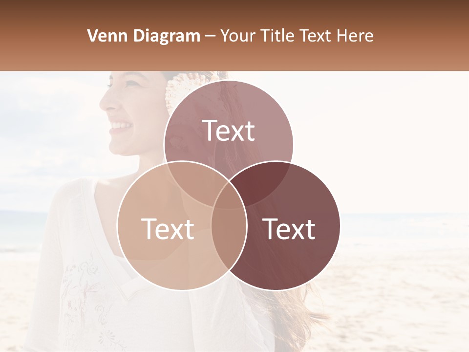 A Woman Holding A Seashell On The Beach PowerPoint Template