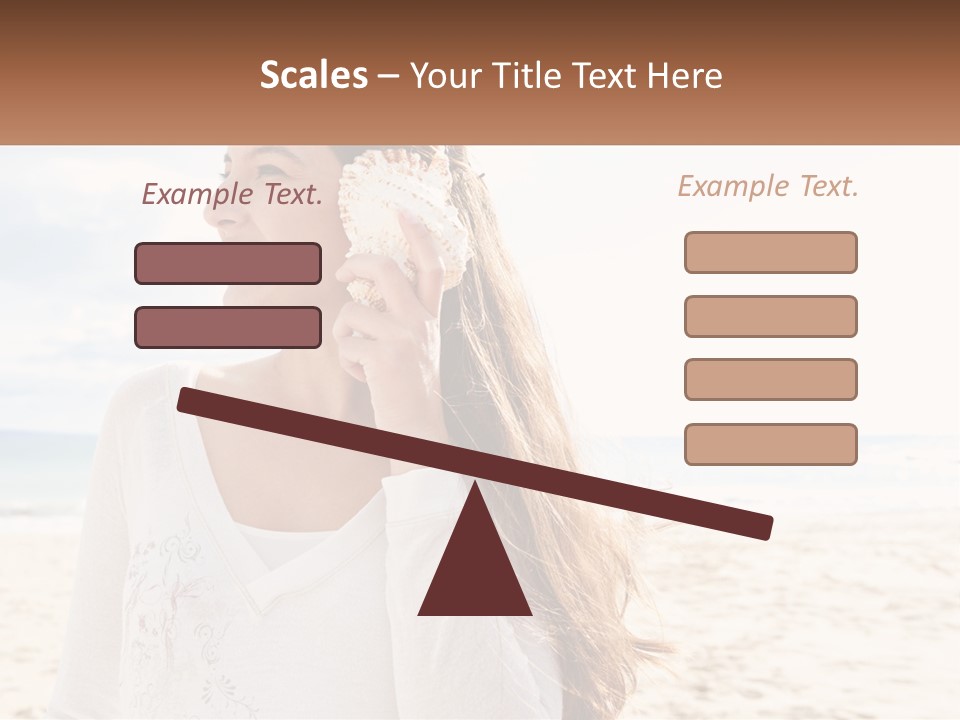A Woman Holding A Seashell On The Beach PowerPoint Template