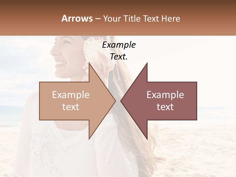 A Woman Holding A Seashell On The Beach PowerPoint Template