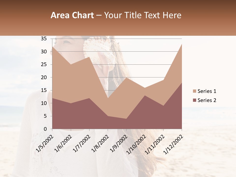 A Woman Holding A Seashell On The Beach PowerPoint Template