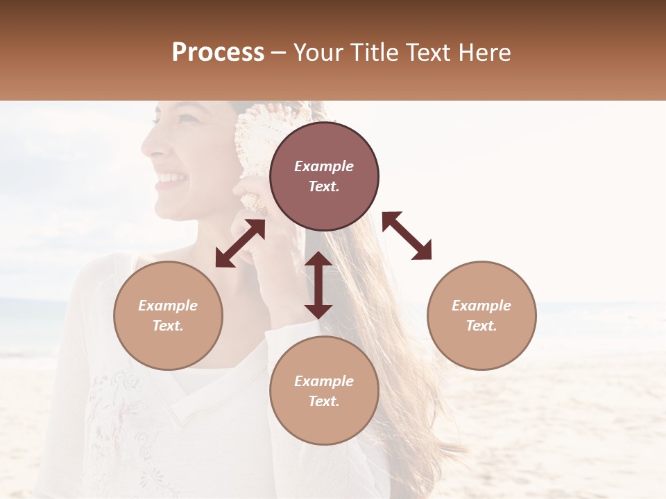 A Woman Holding A Seashell On The Beach PowerPoint Template