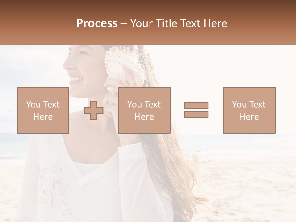 A Woman Holding A Seashell On The Beach PowerPoint Template