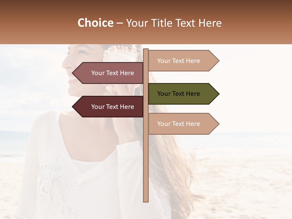A Woman Holding A Seashell On The Beach PowerPoint Template