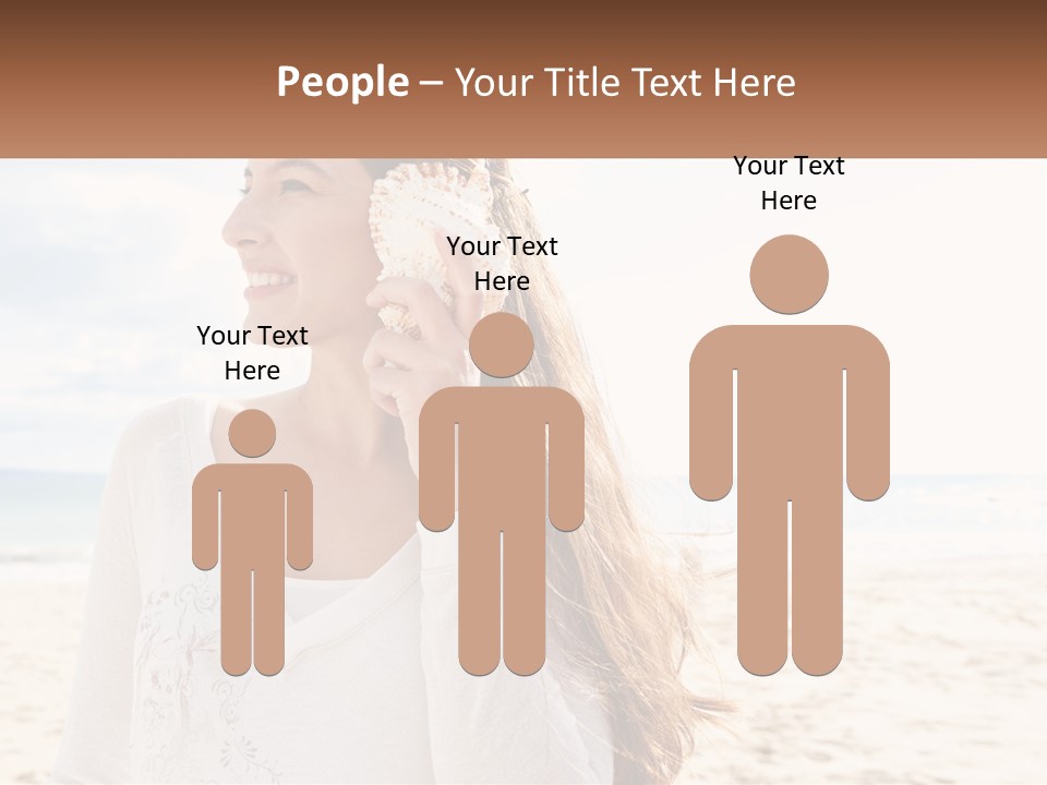 A Woman Holding A Seashell On The Beach PowerPoint Template