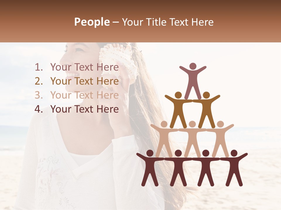 A Woman Holding A Seashell On The Beach PowerPoint Template