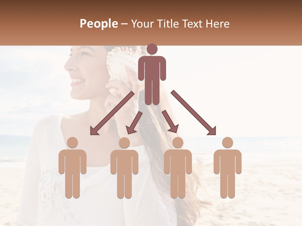 A Woman Holding A Seashell On The Beach PowerPoint Template