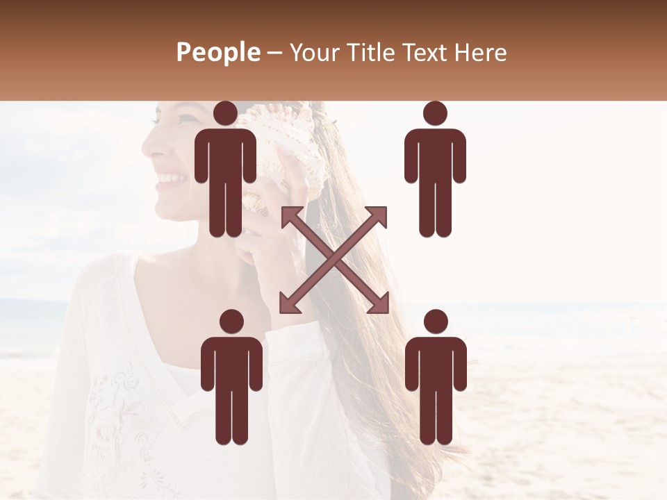 A Woman Holding A Seashell On The Beach PowerPoint Template