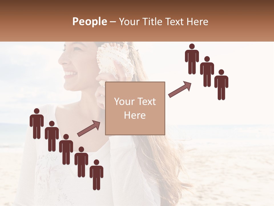A Woman Holding A Seashell On The Beach PowerPoint Template