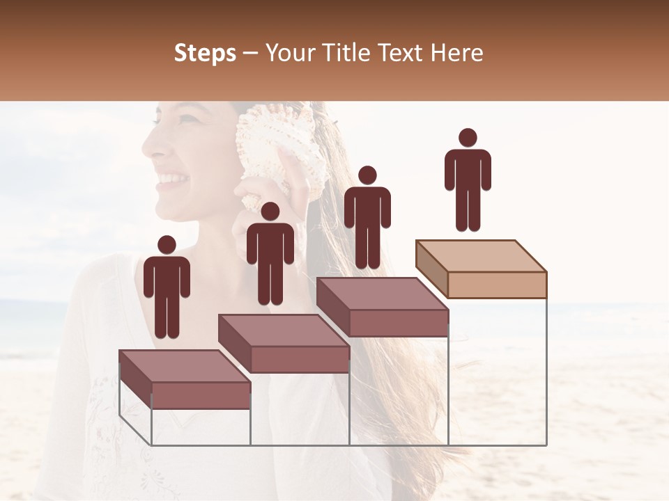 A Woman Holding A Seashell On The Beach PowerPoint Template