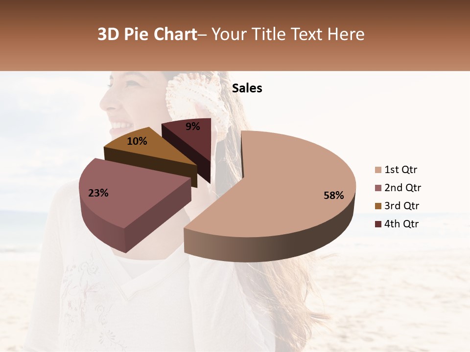 A Woman Holding A Seashell On The Beach PowerPoint Template