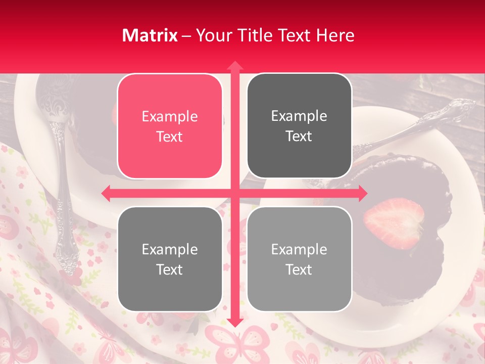 Two Plates Of Desserts With Chocolate Frosting And Strawberries PowerPoint Template