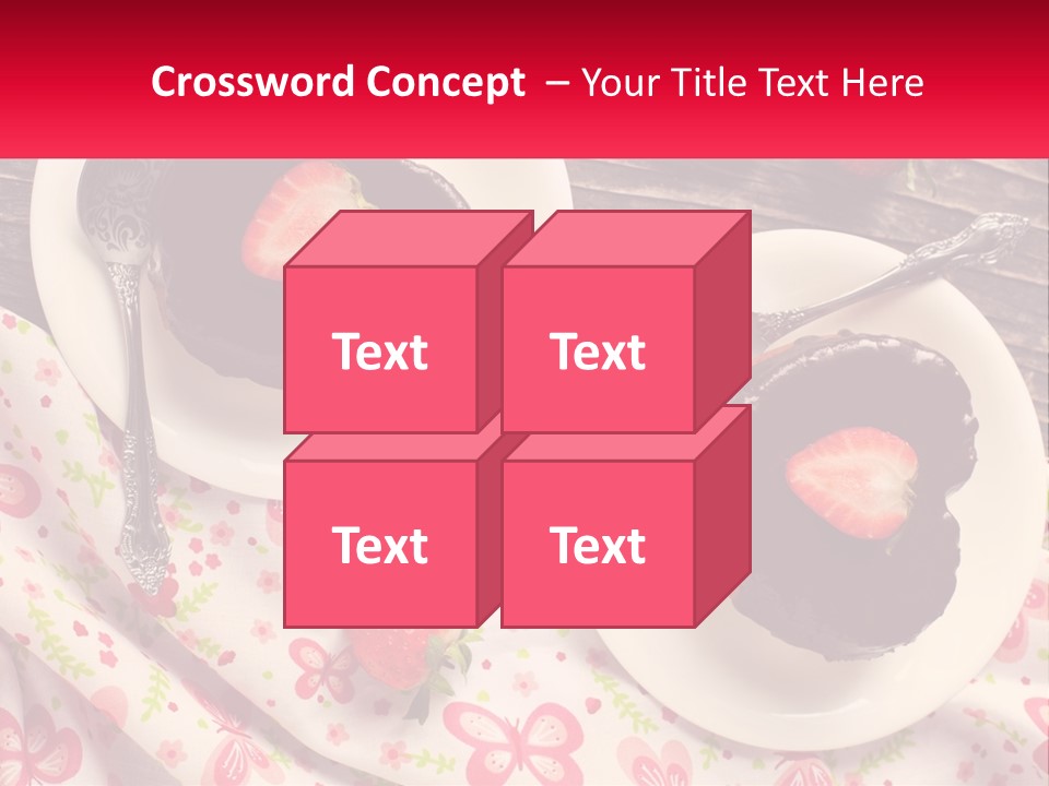 Two Plates Of Desserts With Chocolate Frosting And Strawberries PowerPoint Template