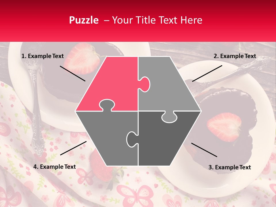 Two Plates Of Desserts With Chocolate Frosting And Strawberries PowerPoint Template