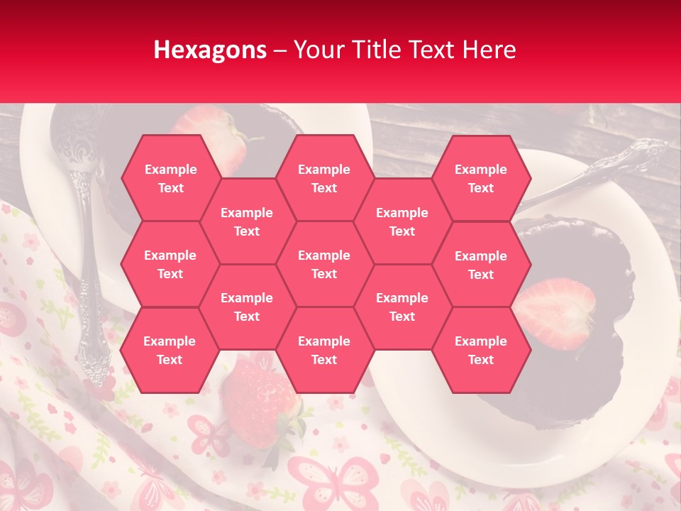 Two Plates Of Desserts With Chocolate Frosting And Strawberries PowerPoint Template