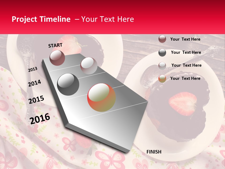 Two Plates Of Desserts With Chocolate Frosting And Strawberries PowerPoint Template