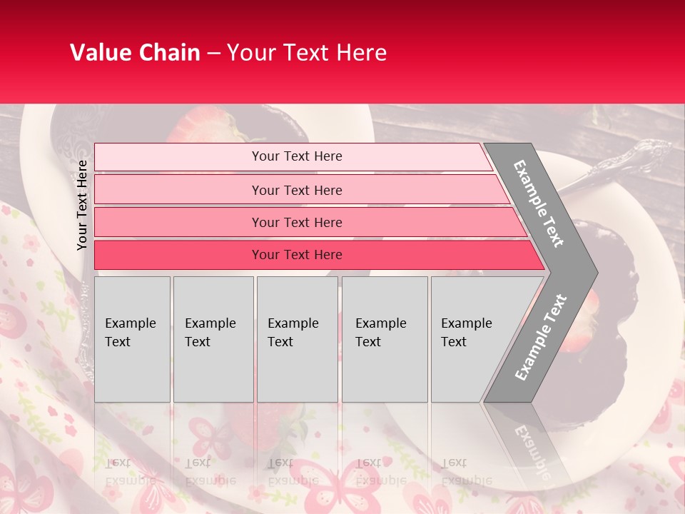 Two Plates Of Desserts With Chocolate Frosting And Strawberries PowerPoint Template