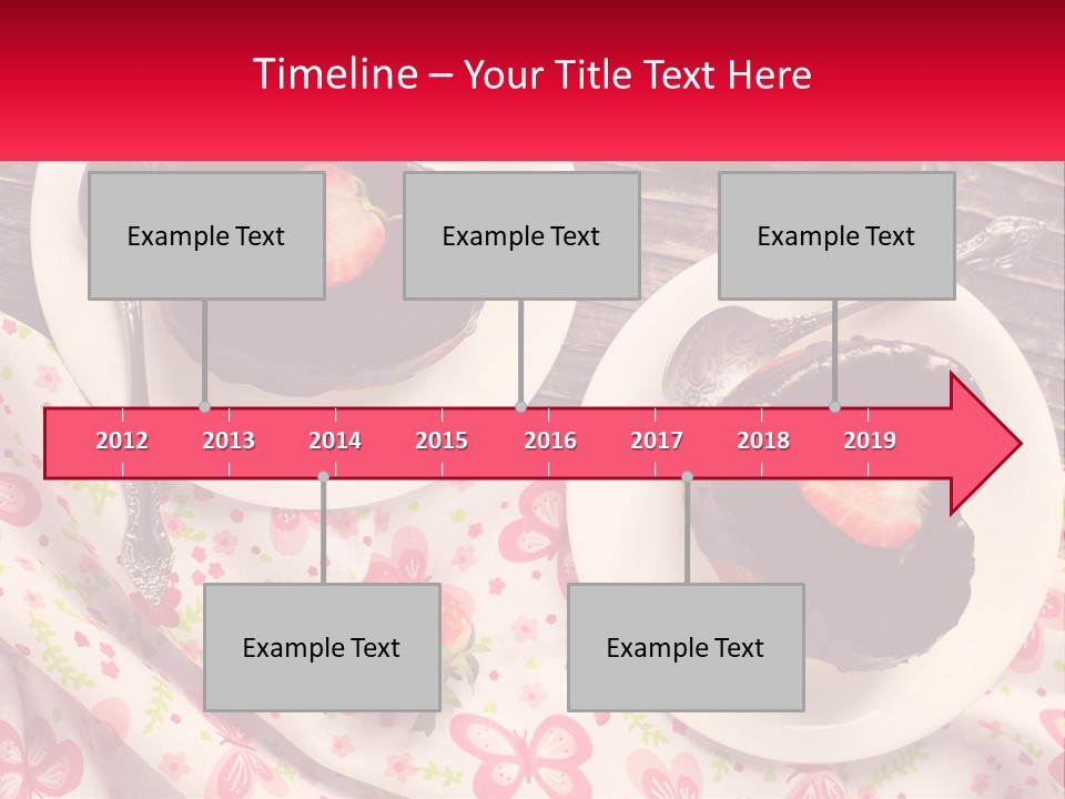Two Plates Of Desserts With Chocolate Frosting And Strawberries PowerPoint Template