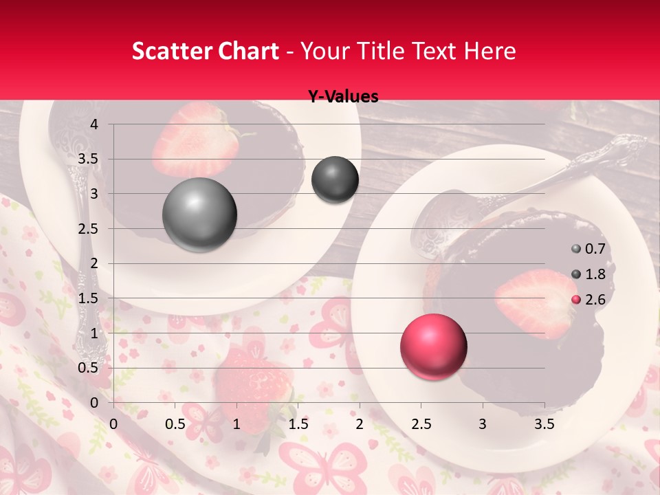 Two Plates Of Desserts With Chocolate Frosting And Strawberries PowerPoint Template