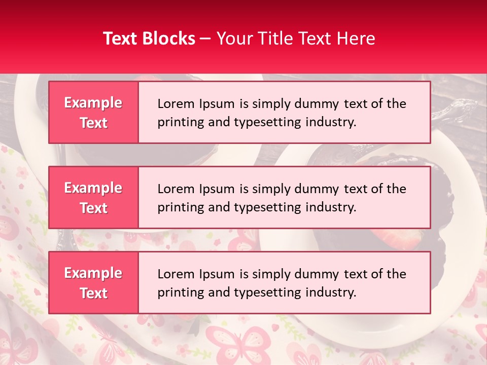 Two Plates Of Desserts With Chocolate Frosting And Strawberries PowerPoint Template
