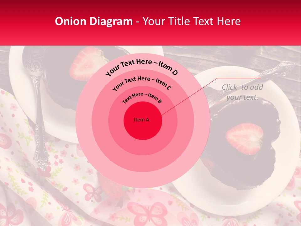 Two Plates Of Desserts With Chocolate Frosting And Strawberries PowerPoint Template