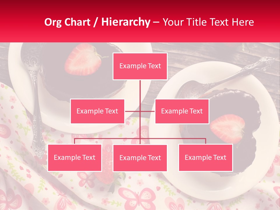 Two Plates Of Desserts With Chocolate Frosting And Strawberries PowerPoint Template