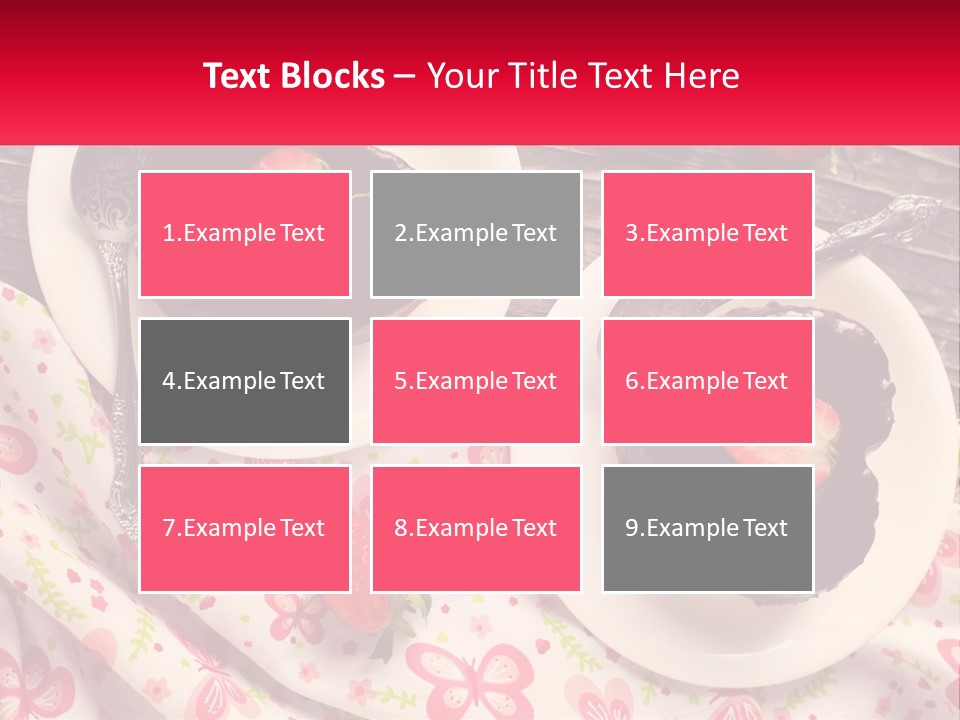 Two Plates Of Desserts With Chocolate Frosting And Strawberries PowerPoint Template