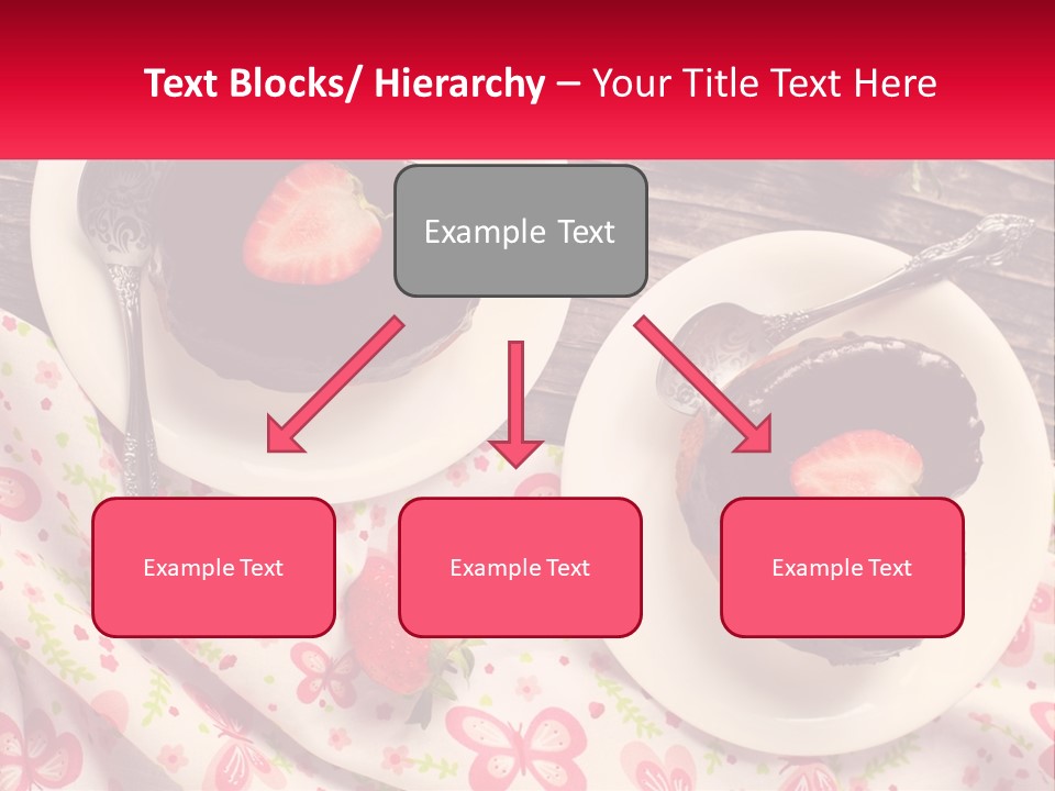 Two Plates Of Desserts With Chocolate Frosting And Strawberries PowerPoint Template